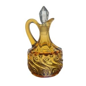 L. G. Wright Glass S Pattern Cruet in Amber 5.5" High